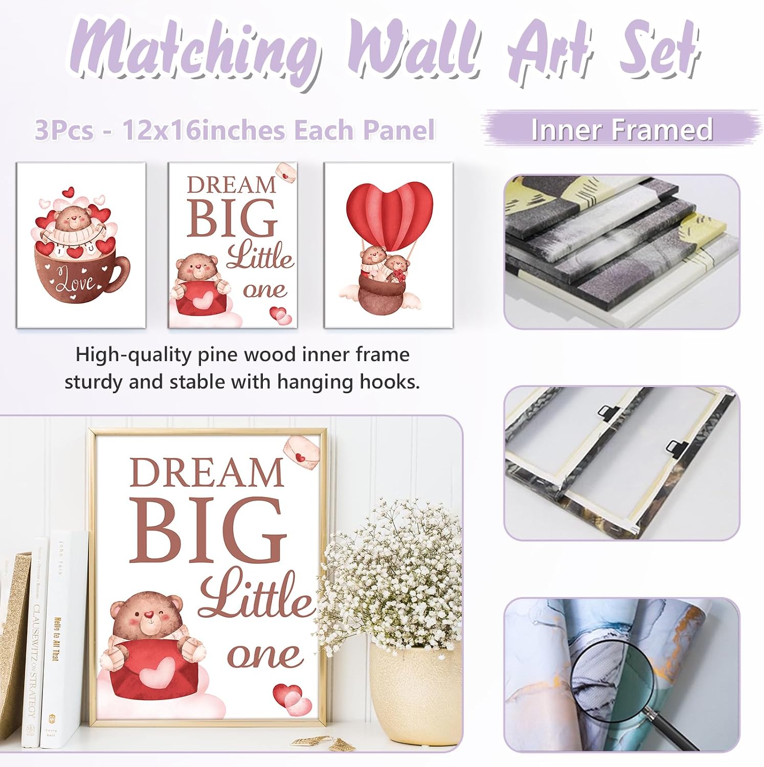 Custom Baby Crib Bedding Set, 5 PCS Personalized Name Baby Crib Sets for Girls Boys, Lovely Bear Theme Nursery Bedding Sets for Infant Toddler, Double Layer Flannel Bed Set Customized Gifts