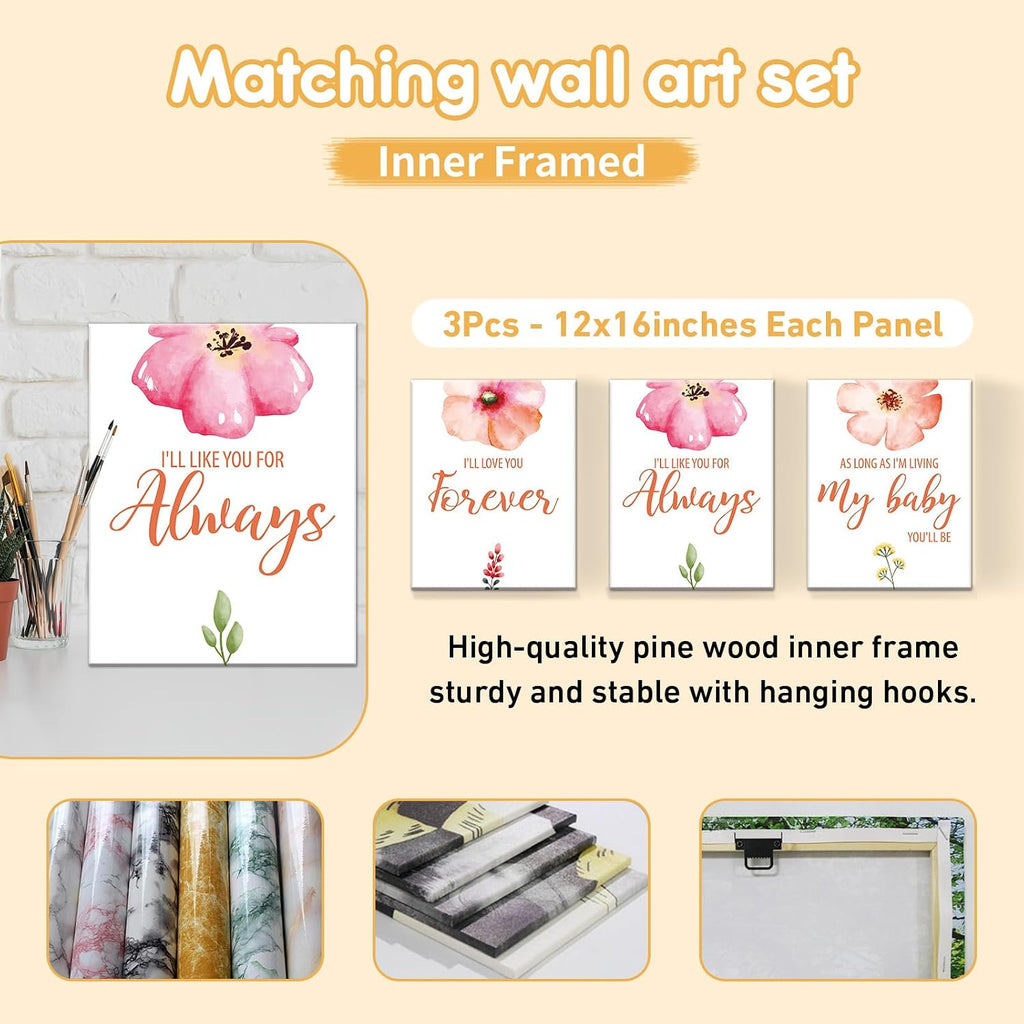 Terwex Custom Baby Bedding Set - 5 Pcs Customized Nursery Bedding Set with Name - Comfortable Double Layer Crib Sets for Girls Boys - Personalized Gifts for Toddler Infant New Parents - Orange Flowers