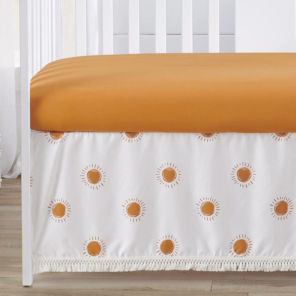 Sweet Jojo Designs Rainbow Vintage Boho Sun Boy Girl Gender Neutral Baby Crib Bedding Set Infant Nursery Room BreathableBaby Breathable Mesh Crib Liner Blanket Fitted Sheet Skirt 6p Bohemian Sky Retro