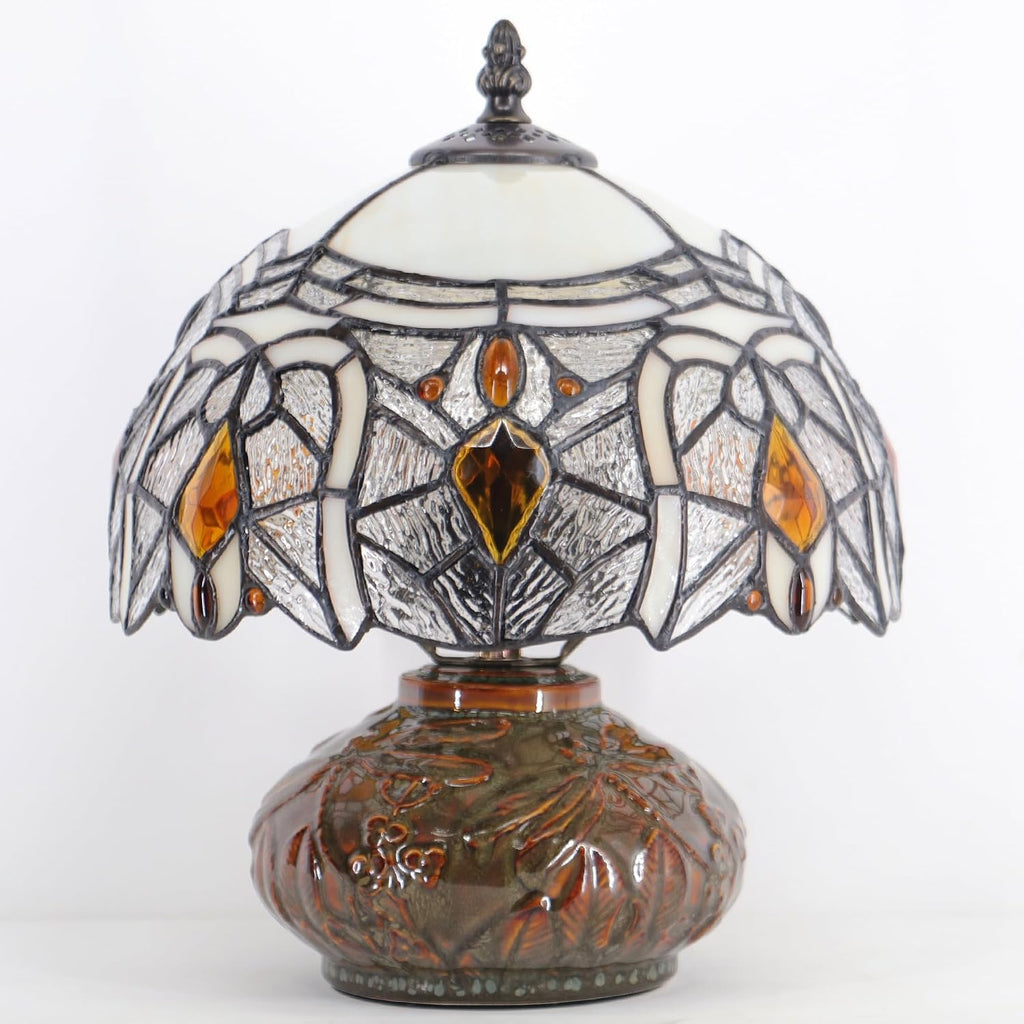 Small Tiffany Table Lamp Mini Mushroom Stained Glass Lamp Memory Sympathy lamp 10X11 Inch (Crystal Style)