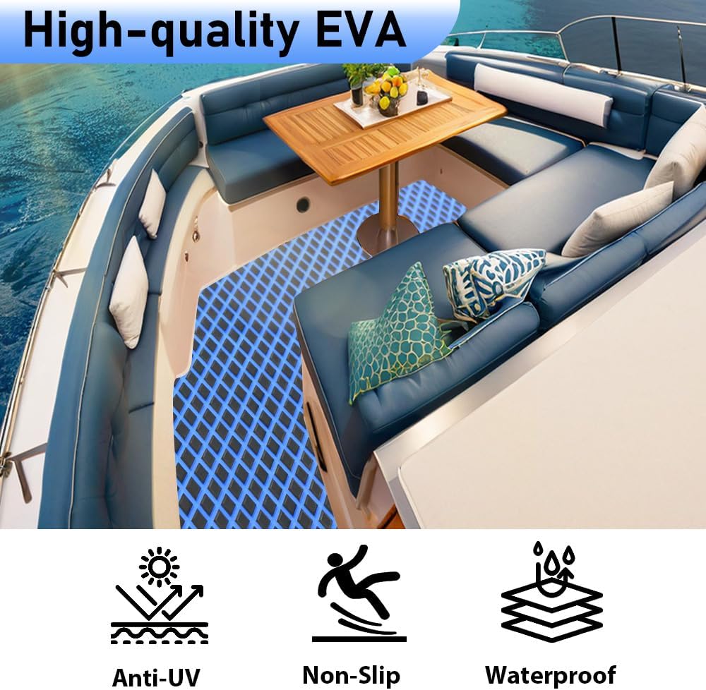 98.4'X43.31' Boat Flooring Self-Adhesive EVA Foam Boat Decking Marine Yacht RV Pool Non-Skid