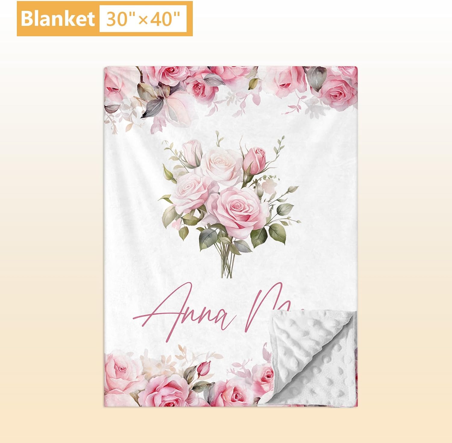Terwex Custom Crib Bedding Set - 5 Pcs Personalized Name Pink Flowers Baby Crib Set for Infant Toddler Girl - Comfortable Double Layer Nursery Bedding Set - Customized Present for Birthday Baby Shower