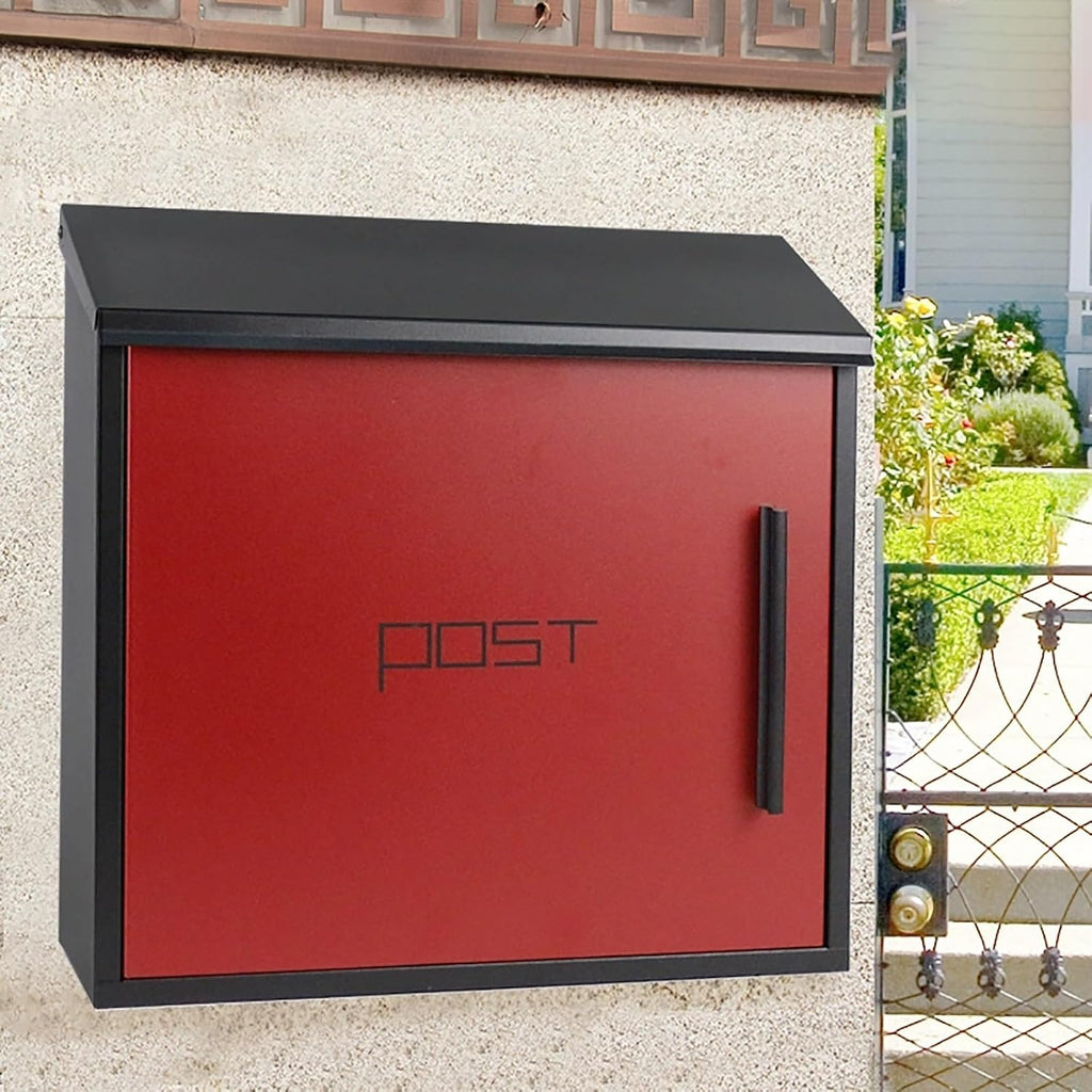 Mailboxes for Outside, Modern Design Mailbox, Large Capacity Galvanized Sheet Mail Box, with Key Lock Secure Metal Mailbox, Easy to Install(Red)