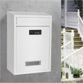 LANGSTON Locking Postbox for House, Wall Mounted Metal Mailbox, Security Lock Drop Box Collection Boxes Hanging Secure Postbox, Combination Lock Mail Boxes Outdoor,White