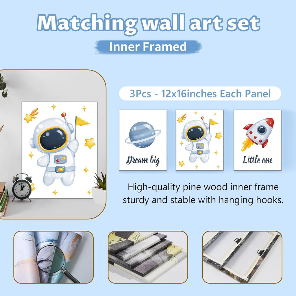 KAINSY Custom Crib Bedding Set 5 Piece for Girls Boys – Personalized Astronaut Theme, Newborn Sleep Set, Nursery Decor, Toddler Room Essentials, Infant Sleep, Baby Room Accessories, Baby Gift