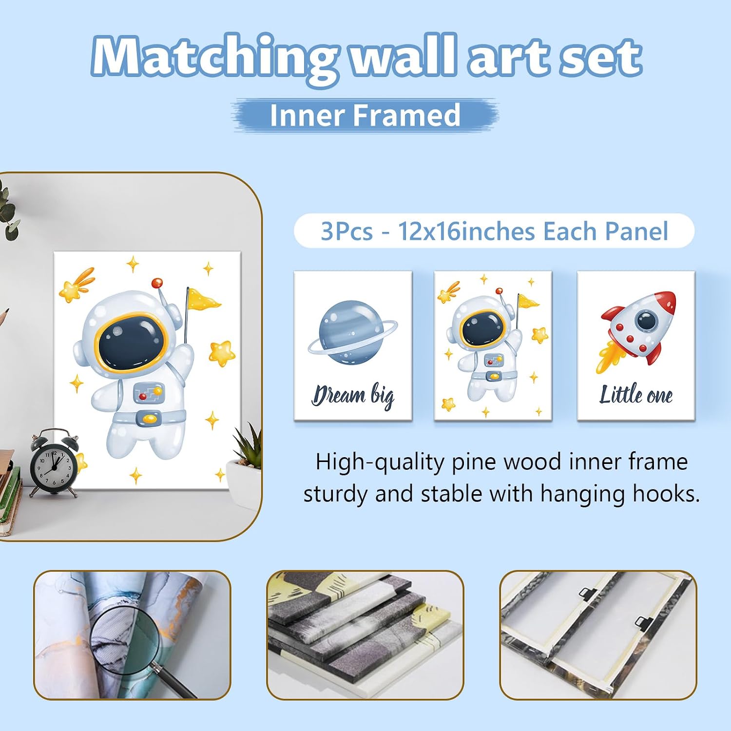 KAINSY Custom Crib Bedding Set 5 Piece for Girls Boys – Personalized Astronaut Theme, Newborn Sleep Set, Nursery Decor, Toddler Room Essentials, Infant Sleep, Baby Room Accessories, Baby Gift
