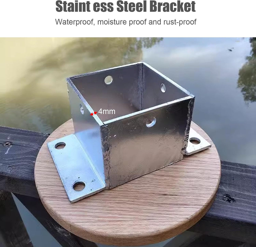 Metal Fence Post Bracket - Durable Outdoor Support for Wood Columns - Mailbox Post Protector(100x100mm)