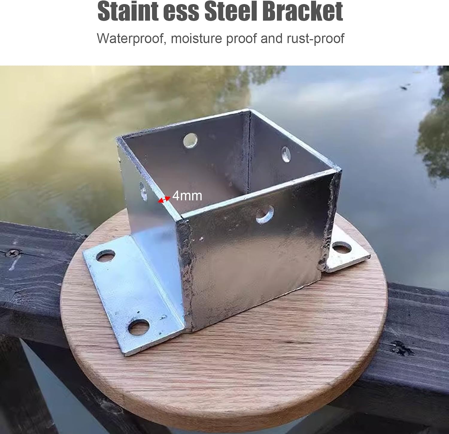 Metal Fence Post Bracket - Durable Outdoor Support for Wood Columns - Mailbox Post Protector(100x100mm)
