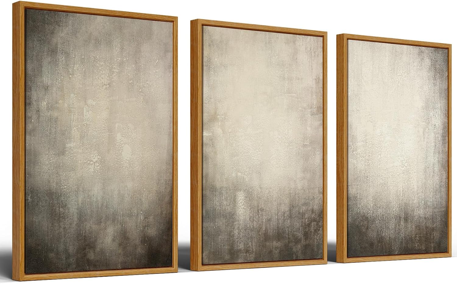 Vaskuro Extra Large Framed Art, Handmade Textured Canvas Paintings, Neutral Abstract Light Brown Wall Decor for Living Room, 3 Pcs,24x36In, Modern Minimalist Cozy Artwork for Bedroom