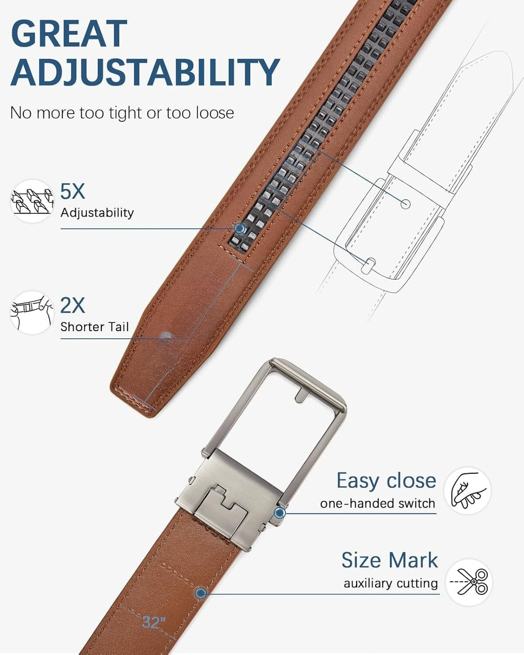 Executive Reversible Genuine Leather Belt Men 1 3/8' Golf Dress Casual Two-in-One Gift Box.