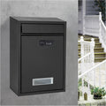 LANGSTON Locking Postbox for House, Wall Mounted Metal Mailbox, Security Lock Drop Box Collection Boxes Hanging Secure Postbox, Combination Lock Mail Boxes Outdoor,Black