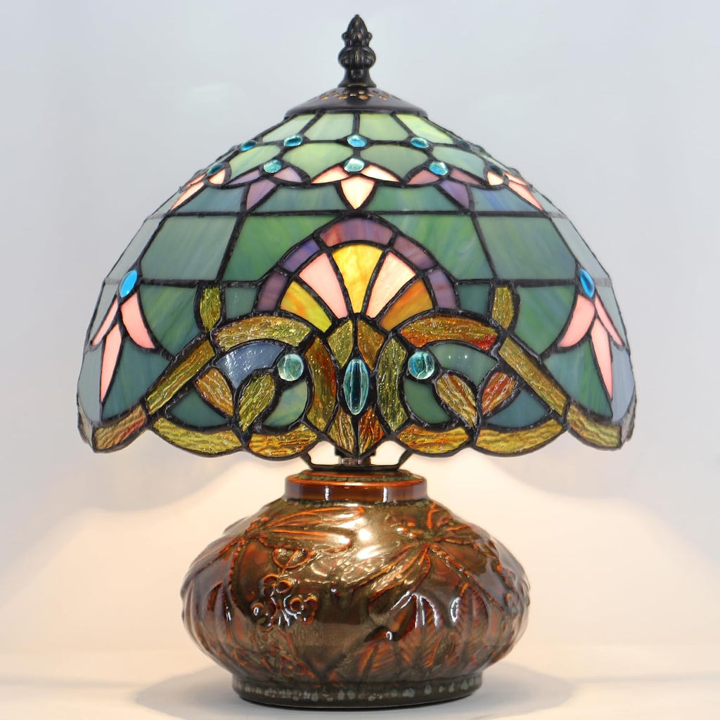 Small Tiffany Table Lamp Mini Mushroom Stained Glass Lamp Memory Sympathy lamp 10X11 Inch (Baroque Style)