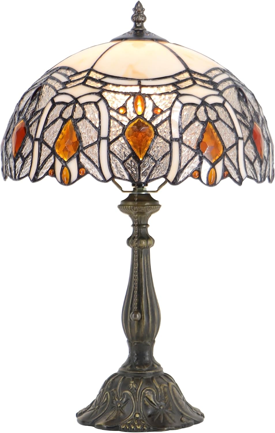 Tiffany Style Lamp Stained Glass Table Lamp Memory Sympathy Desk Reading Light 12X19 Inch (Crystal Style)