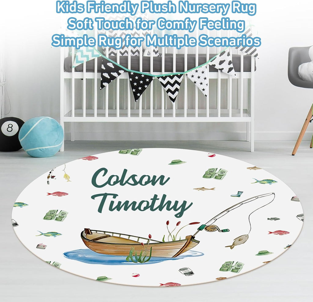 Dyoart Custom Nursery Crib Bedding Set: 5 Piece Go Fishing Baby Crib Sets for Girls Boy with Personalized Name - Toddler Double Layer Blanket Set,Comfortable Crib Bed Sheets for Baby Boys