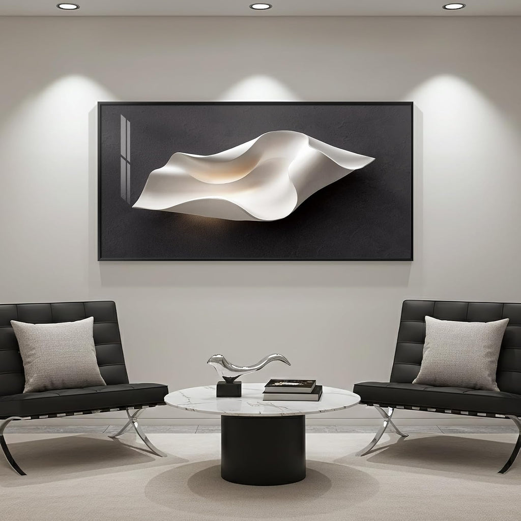 Framed Black and White Abstract Wall Art for Living Room, Extra Large Horizontal Modern Minimalist Painting Prints, Contemporary Line Picture Artwork for Bedroom Office Home Decor 56x28 Inch