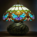 Tiffany Table Lamp,12 Inch Stained Glass Table Lamp,Mushroom Style Vintage Desk Lights Included E26 LED with Remote Control for Bedside,Bedroom,Living Room(Red Star Baroque)