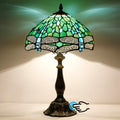 Tiffany Lamp Touch Control Table Lamp Green Stained Glass Desk Lamp 12X12X19 Inches Dragonfly Style Reading Light