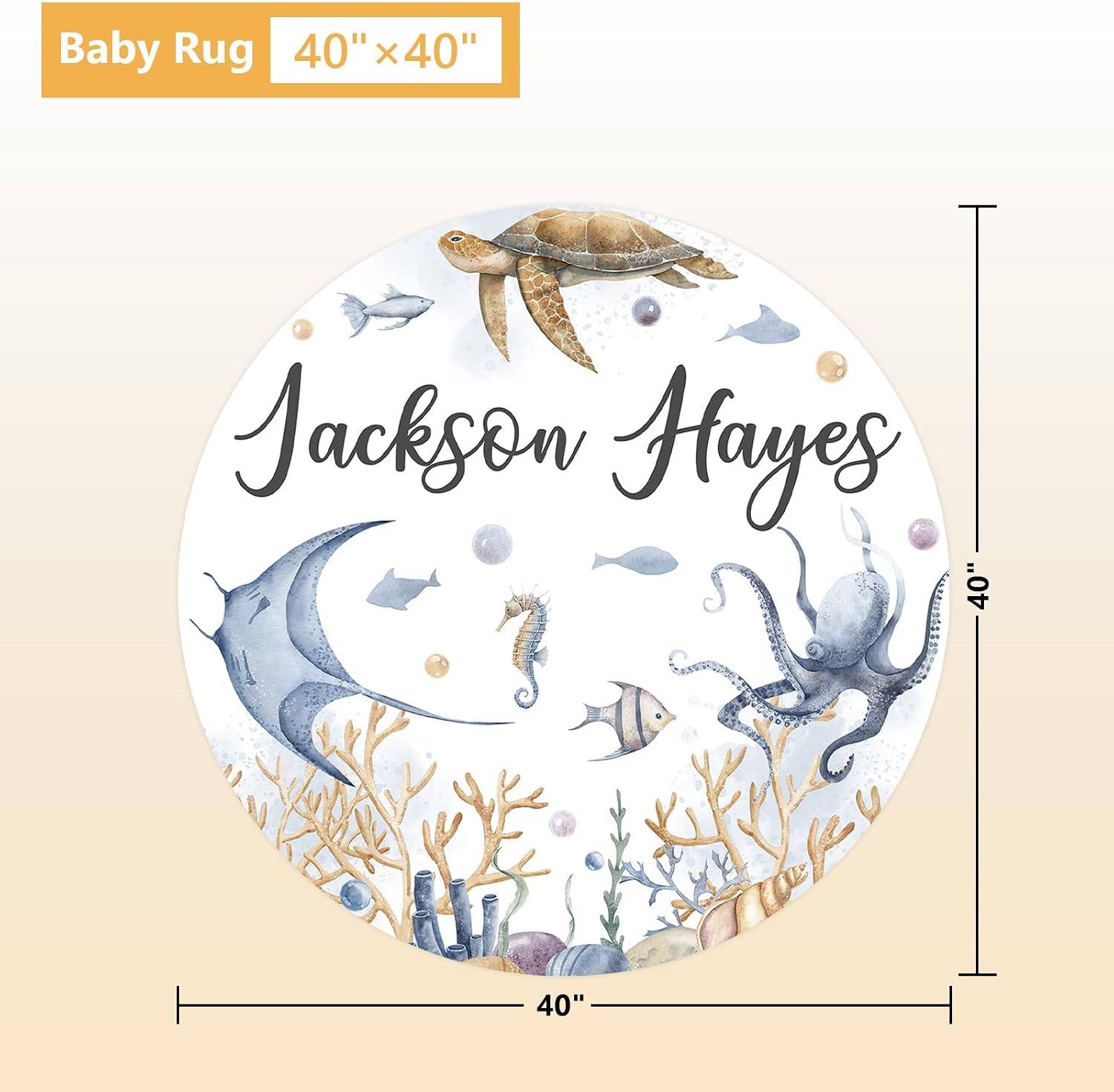 Terwex Custom Crib Bedding Set - 5 Pcs Customized Baby Crib Set with Name - Soft Double Layer Marine Animals Nursery Baby Bedding Set for Girls Boys - Personalized for Infant Toddler