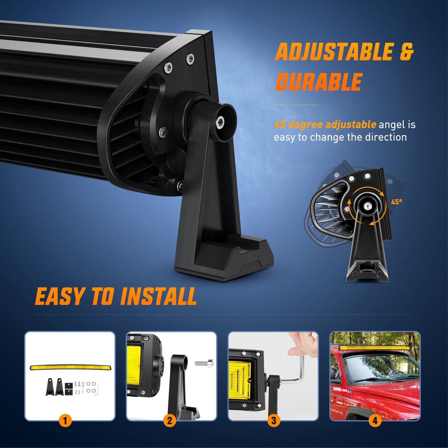 Nilight 52 Inch LED Light Bar 783 LED Chips Curved Triple Row Fog Light Yellow Beam Spot Flood Combo High Power LED Driving Lights Off Road Lights for Trucks SUV UTV ATV Truck Van 4x4 Boat