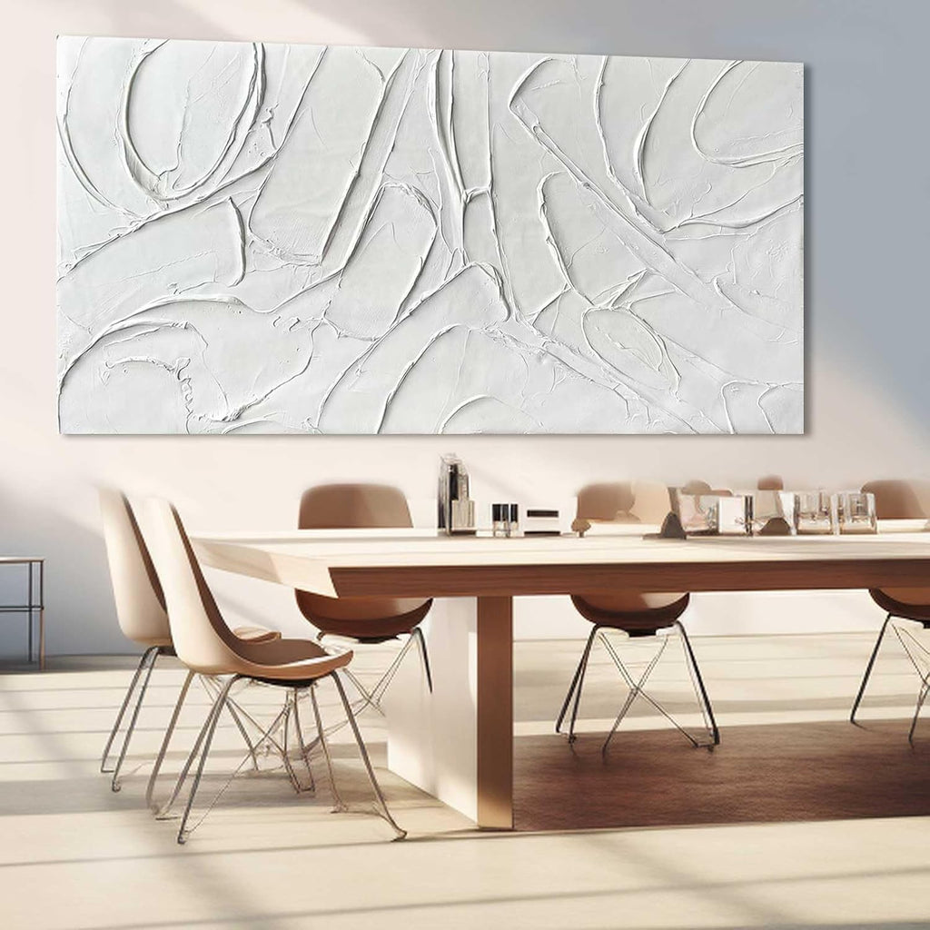XIANSHOU Oil Painting Art Wall Decor Pictures for Living Room Big Wall Artwork White Painting 29'x 58' Modern Abstract Wall Decor Bedroom Office Ready to Hang