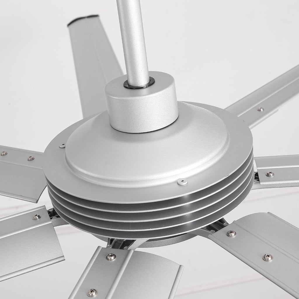 100 Inch Ceiling Fans with Lights and Remote, Industrial Ceiling Fan for Living Room Shop Garage DC Motor Large Outdoor Ceiling Fans for Patios, Dimmable, Timer, 7 Aluminum Blades, Reversible Airflow