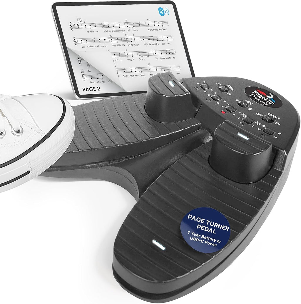 PageFlip Dragonfly Bluetooth Page Turner Pedal – 4-Pedal Silent Foot Pedal for iPad, Android & PC – Hands-Free Sheet Music Control – Works with forScore, OnSong, MobileSheets & 100+ Music Apps
