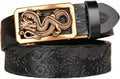 Mens Ratchet Leather Belt, Genuine Leather belts, Engraved Vintage Dragon Eagle Tiger Buckle, Business leisure belt