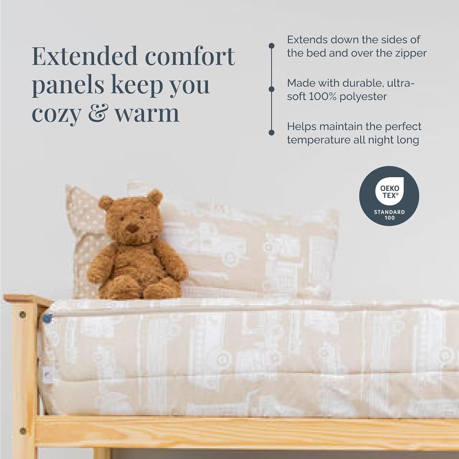 Beddy's Mack Trucks Theme Durable Zipper Bedding for Kids - Bed in a Bag - Tan Sheets & Comforter with Construction Trucks & Cars - Includes 2 Pillowcases & 2 Shams - Easy to Make & Wash - Full