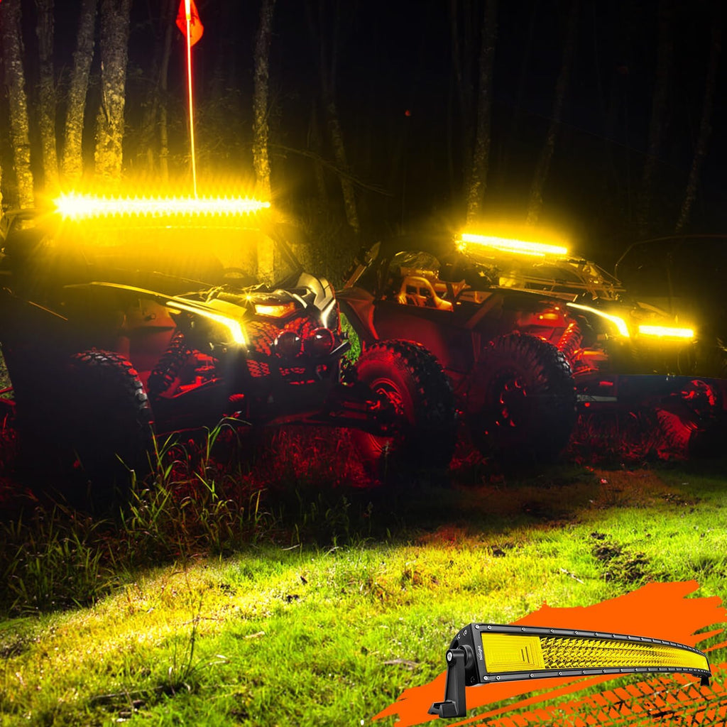Nilight 52 Inch LED Light Bar 783 LED Chips Curved Triple Row Fog Light Yellow Beam Spot Flood Combo High Power LED Driving Lights Off Road Lights for Trucks SUV UTV ATV Truck Van 4x4 Boat
