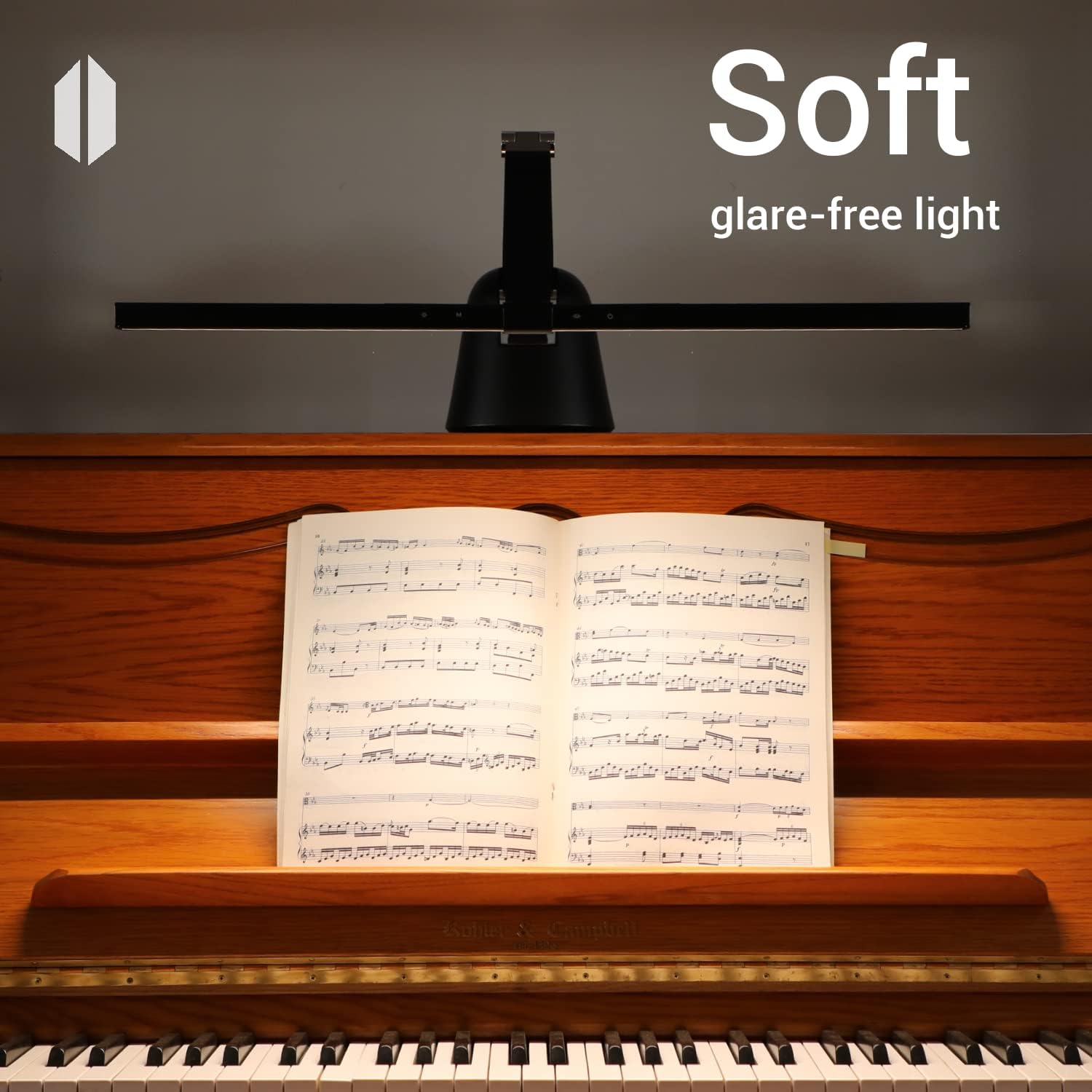 ESCENA Piano Lights for Upright Piano, 12W Professional Eye-Care Led Piano Lamps with Auto-Dimming, 3000K-6000K, 2H Timer CRI 95, Dimmable Music Stand Light, Steady Base, ETL Listed, Black