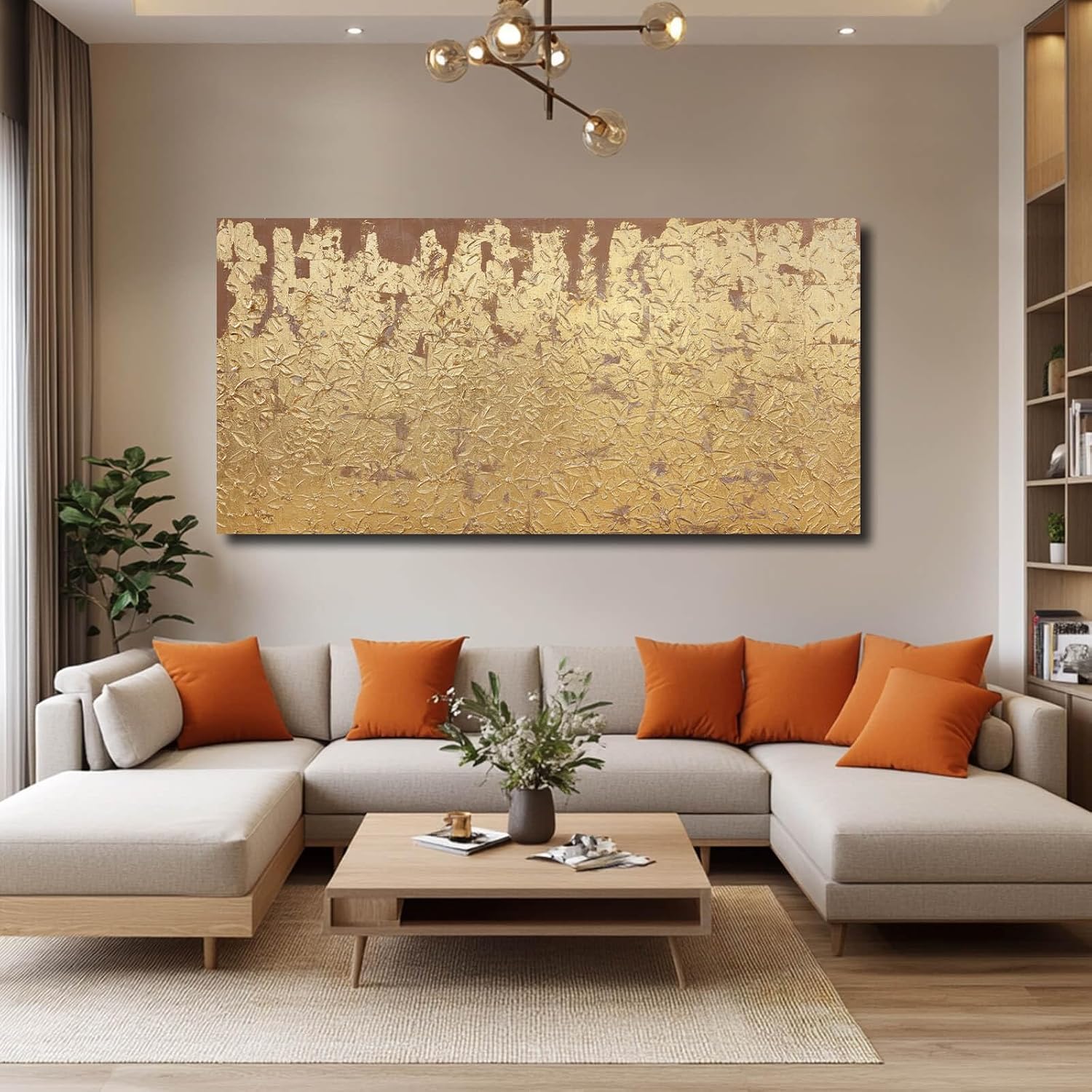 VAYIMDH Abstract Canvas Wall Art Gold Wall Painting Contemporary Home Wall Decor 29'x58' Large Artwork for Living Room Office Decor