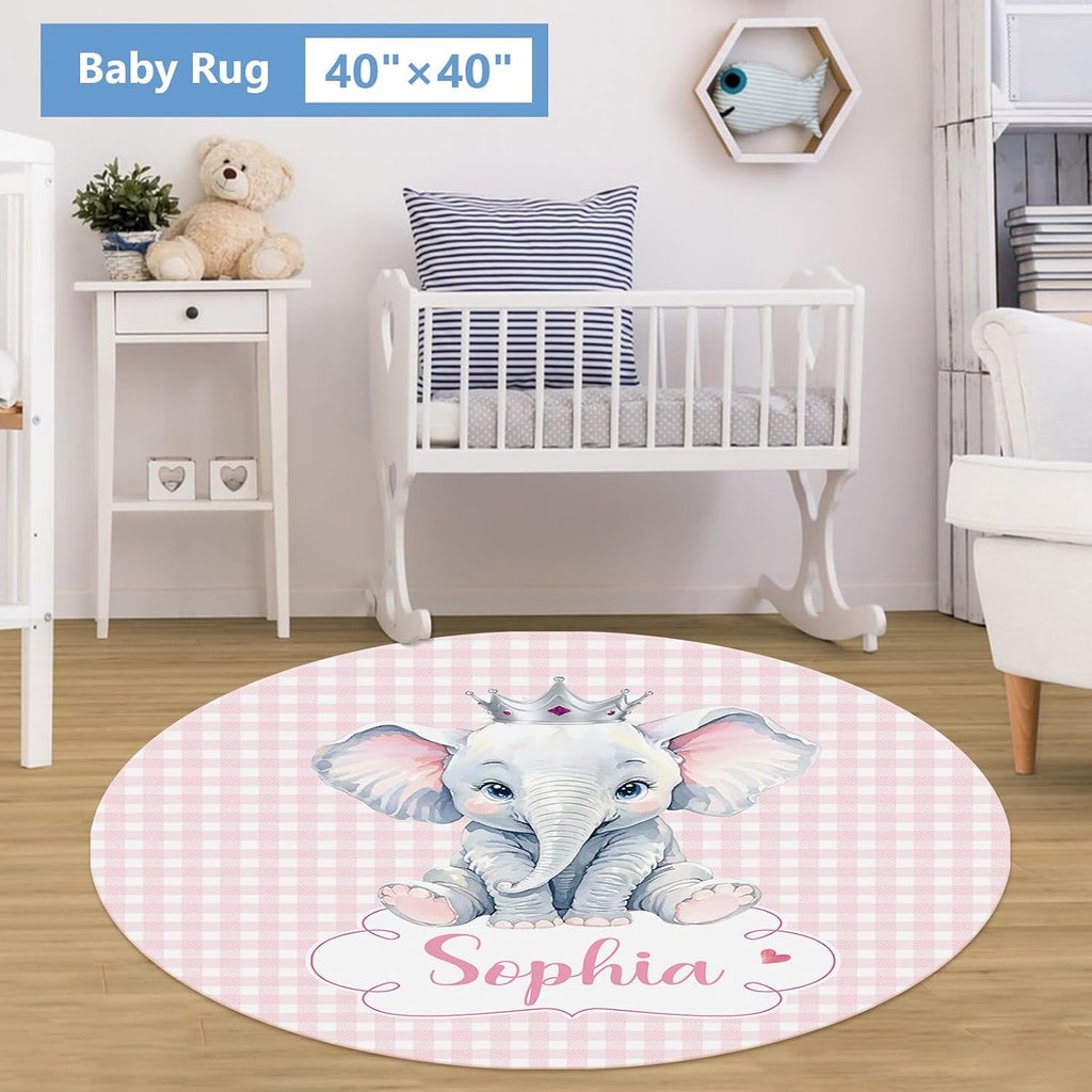 KAINSY Personalized Baby Crib Set, 5 Pcs Custom with Name, Soft Elephant Crib Bedding, Double Layer Toddler Infant Bedding, New Parents Gifts