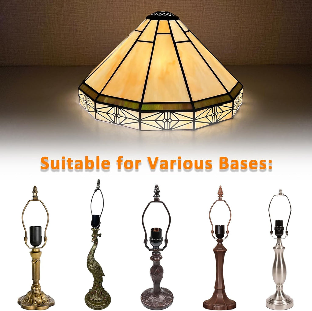 Capulina Tiffany Lamp Shade 12 Inches Wide Accessories Replacement Vintage Cream Tiffany Style Stained Glass Lampshade for Table Lamp