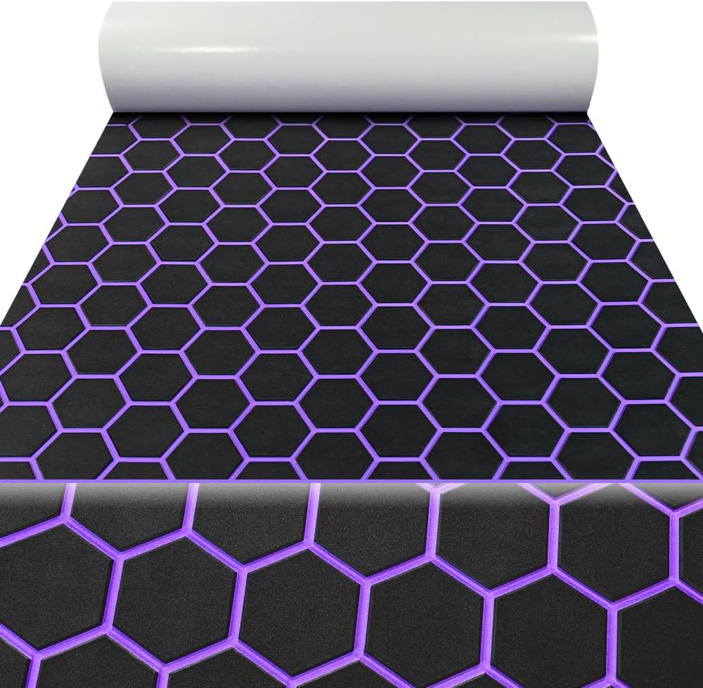 43.31' /37.7' New Hexagon EVA Self-Adhesive Boat Flooring and Decorative Fish for Yacht Pool Boat Flooring Sheet Thick Non-Skid mat