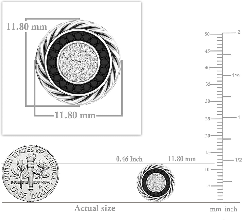 Dazzlingrock Collection 0.25 Ctw Round Black & White Natural Diamond Ladies Stud Earrings 1/4 CT, Sterling Silver