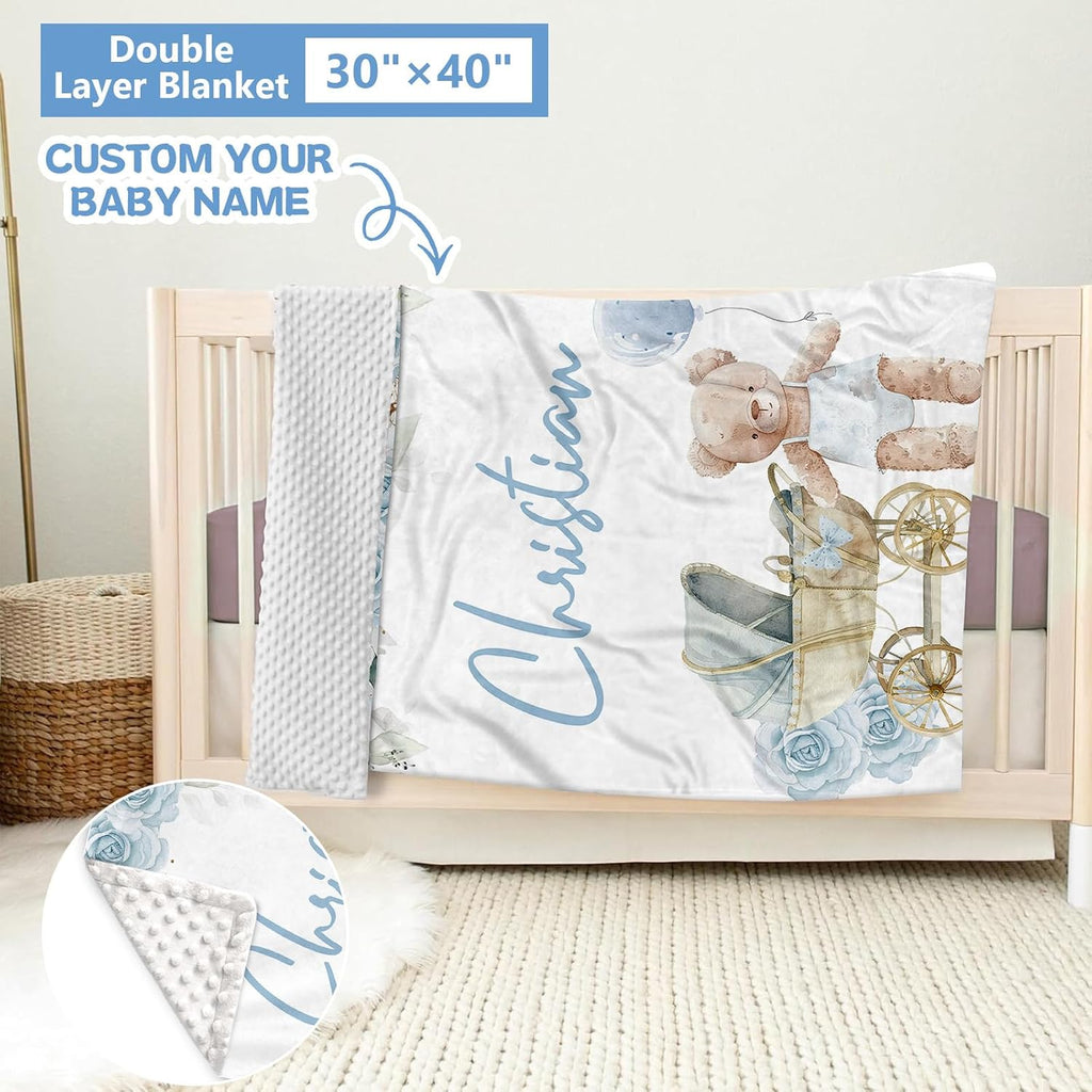 KAINSY Custom Crib Bedding Set 5 Piece for Girls Boys – Personalized Brown Bear Theme, Newborn Sleep Set, Nursery Decor, Toddler Room Essentials, Baby Room Accessories, Baby Gift