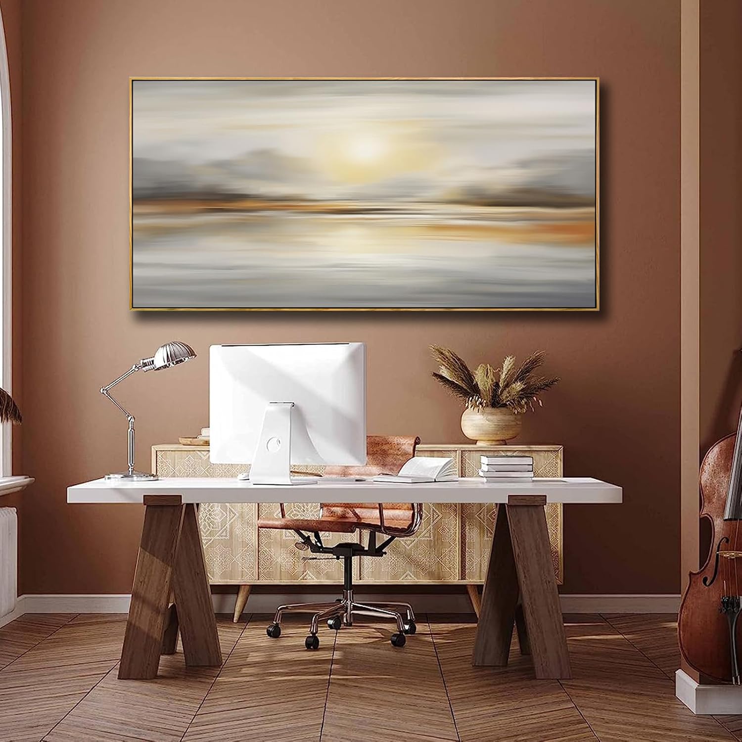 Framed Wall Art Abstract Seascape Canvas Printing Wall Decor Artwork for Living Room Bedroom Dining Room Home Office Decor 24'x48'