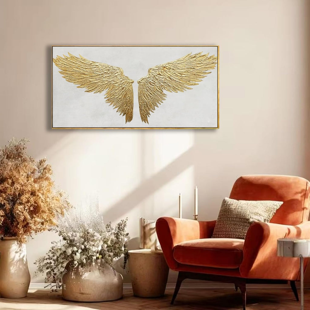 White and Gold Wall Decor Framed Modern Abstract Wall Art Bird Canvas Prints Paintings Neutral Wall Art for Bedroom Office Kitchen 20'x 40'