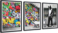 Novatique Graffiti Canvas Wall Art Pop Art Wall Decor Street Art Painting Picture Framed Graffiti Poster Artwork for Living Room Office,24' x 36' x 3pcs