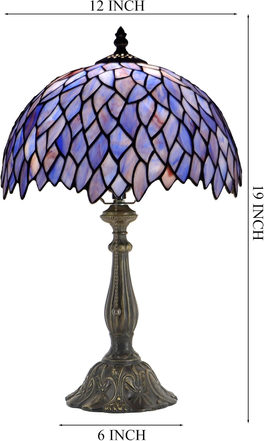 Tiffany Style Lamp Stained Glass Table Lamp Memory Sympathy Desk Reading Light 12X19 Inch (Wisteria Style)