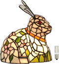 A0012 Tiffany Style Lovely Ratbbit Table Lamp Handmade Stained Glass Animal Night Light, Bunny Accent Table Lamp for Livingroom Bedroom Home Decoration