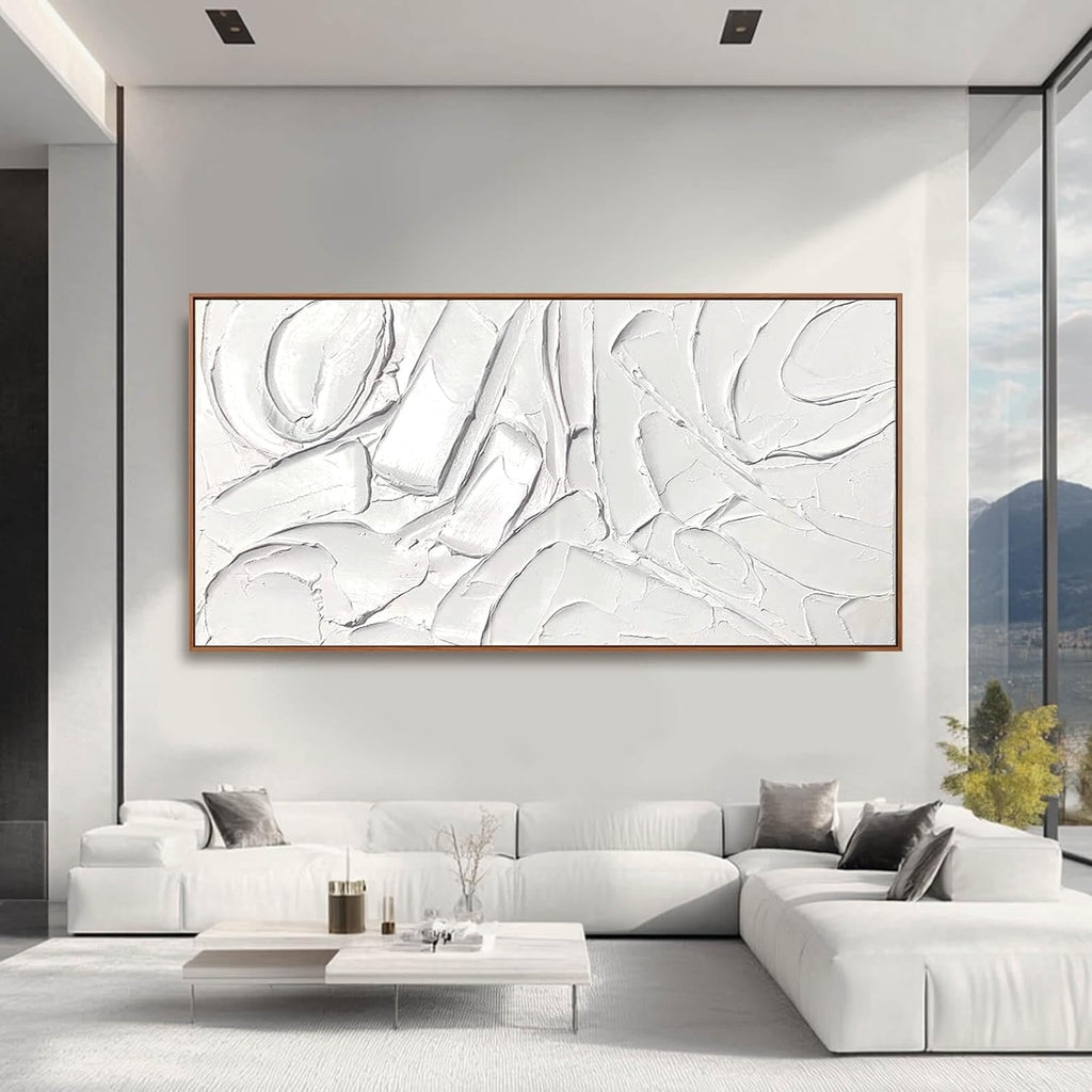XIANSHOU White Wall Art For Living Room Extra Large Wall Decor Abstract Paintings Modern Artwork Pictures Arts 36'x70'
