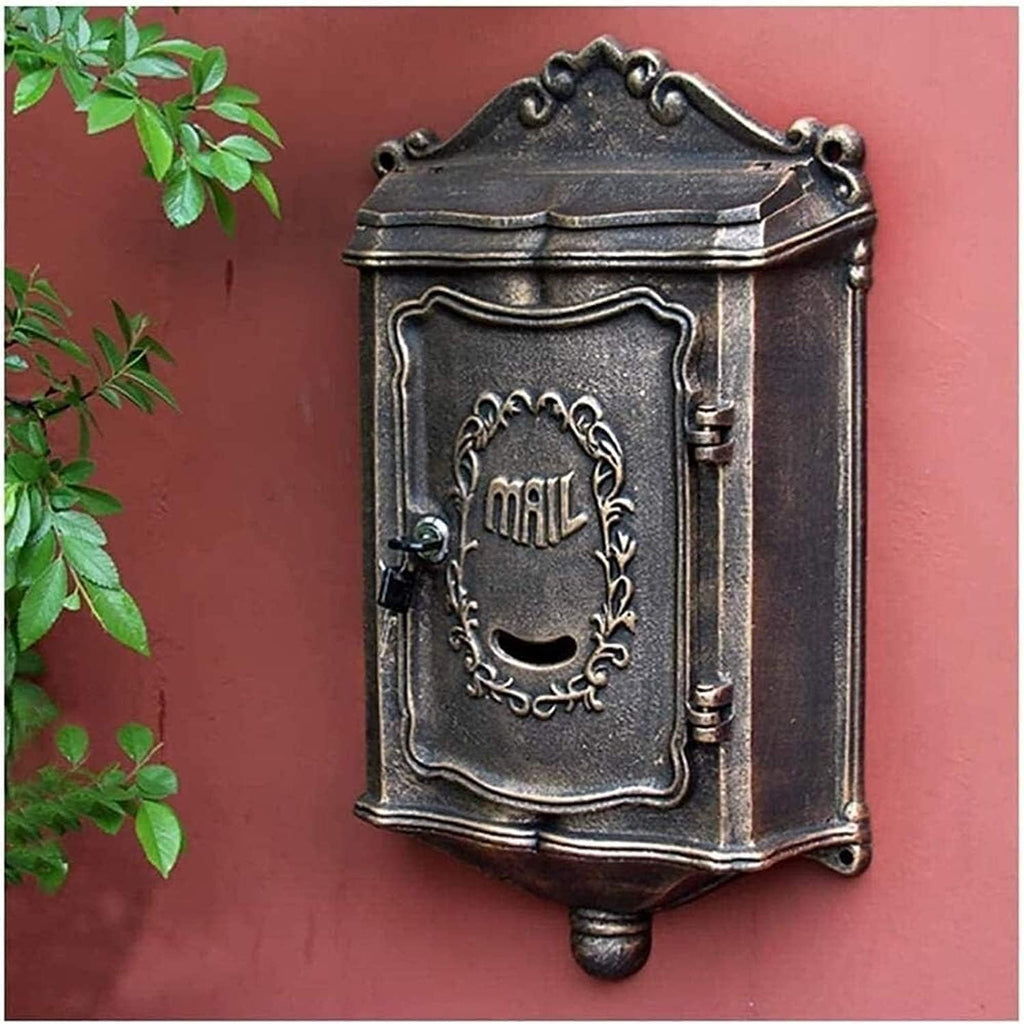 Suggestion Box Donation and Ballot Box Outside Aluminum Wall Mount Post Box European Style Mailbox Secure Mailbox Letterbox Outdoor Retro Vintage Mailboxes Mail Drop & Collection Boxes ( Color : B )