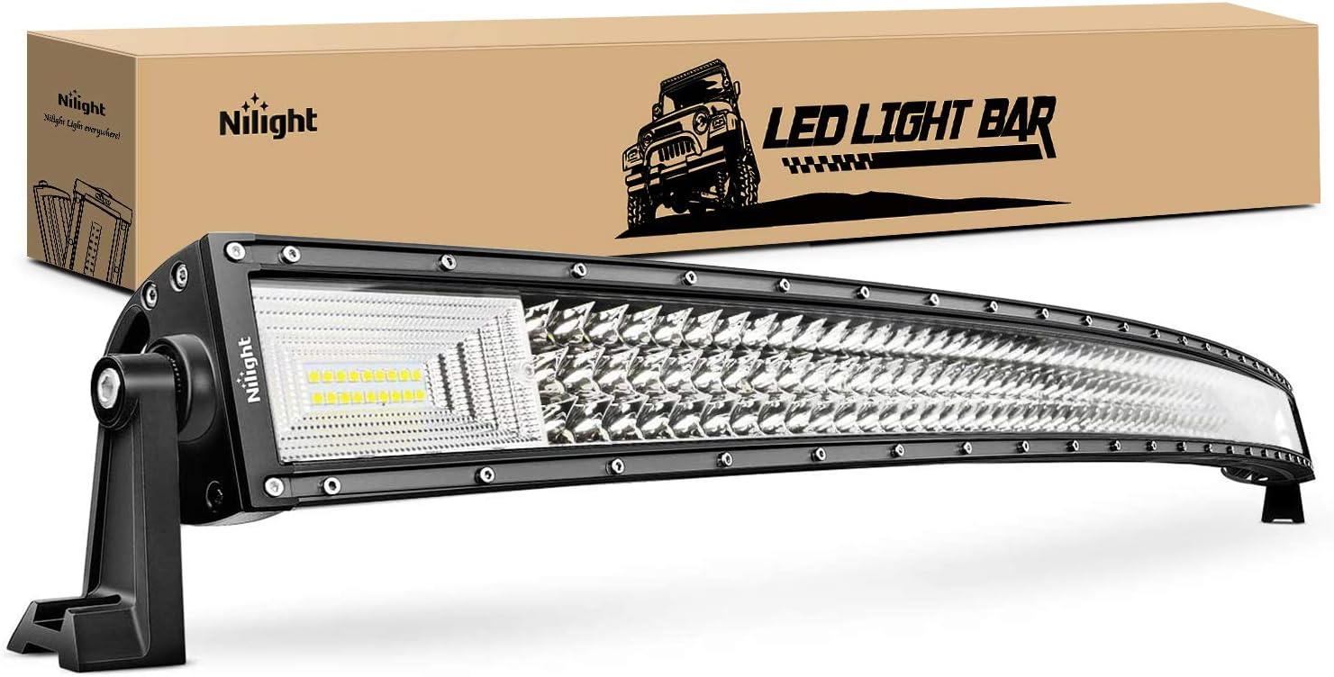 Nilight - 18015C-A LED Light Bar, 52Inch, 783W, 78000LM, Curved Triple Row Flood Spot Combo Beam Off Road Driving Lights for Boat, Trucks, 2 Years Warranty