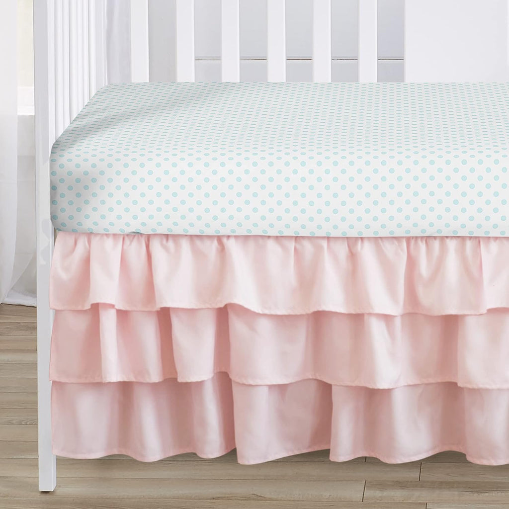 Sweet Jojo Designs Blush Pink Blue Boho Floral Girl Baby Crib Bedding Set Infant Nursery Room BreathableBaby Breathable Mesh Crib Liner Blanket Fitted Sheet Skirt 6p Bohemian Farmhouse Shabby Chic