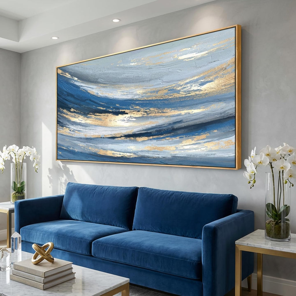 Abstract Wall Art Canvas Paintings Blue Fantasy Modern Large Framed Artwork Decor for Living Room Bedroom Office Painting Home Decor 20'x40'