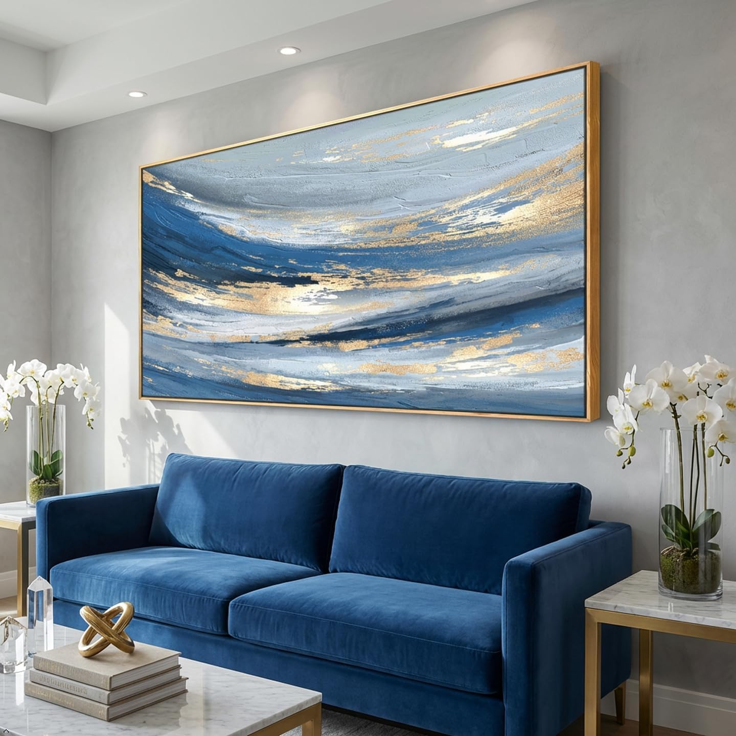 Abstract Wall Art Canvas Paintings Blue Fantasy Modern Large Framed Artwork Decor for Living Room Bedroom Office Painting Home Decor 20'x40'