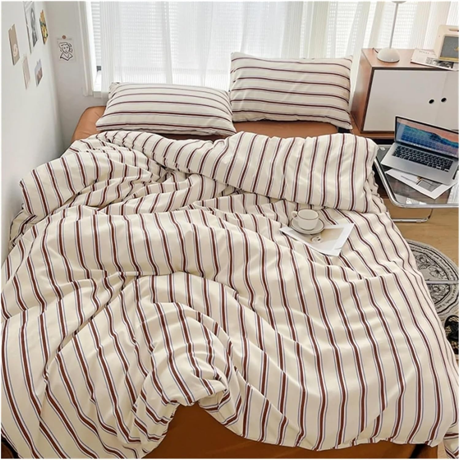 ADovz Pure Cotton Duvet Cover Bed Sheet Pillow Case 4pcs Bedding Set Soft Comforter Quilt Cover Sleeping Naked Bed Linen,Bed Sheets, FH-762