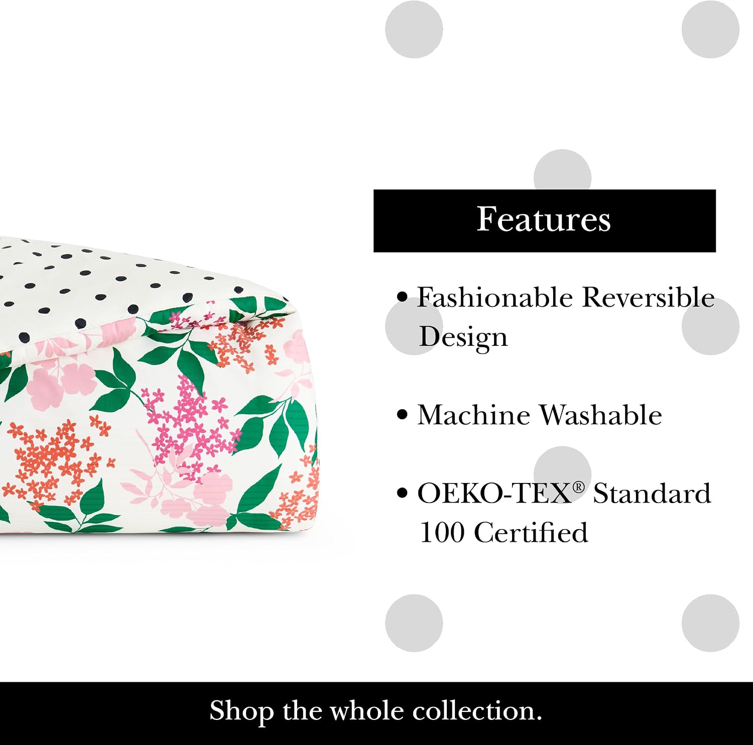 kate spade new york Bold Blossoms King Comforter Set, 300 Thread Count Cotton Reversible Cover, All Season 3 Piece Bedding, Machine Washable, Floral Multicolor
