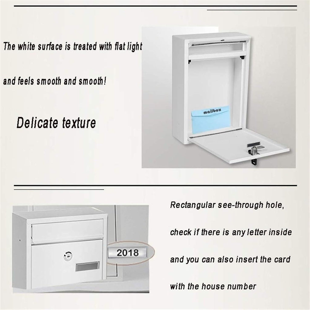 Wall-Mount Mailbox Wall-Mount Letterboxes Locking Mailboxes Wall Mounted Vertical Key Lock Drop Mail Box Medium Capacity Rust-Proof Metal Post Box